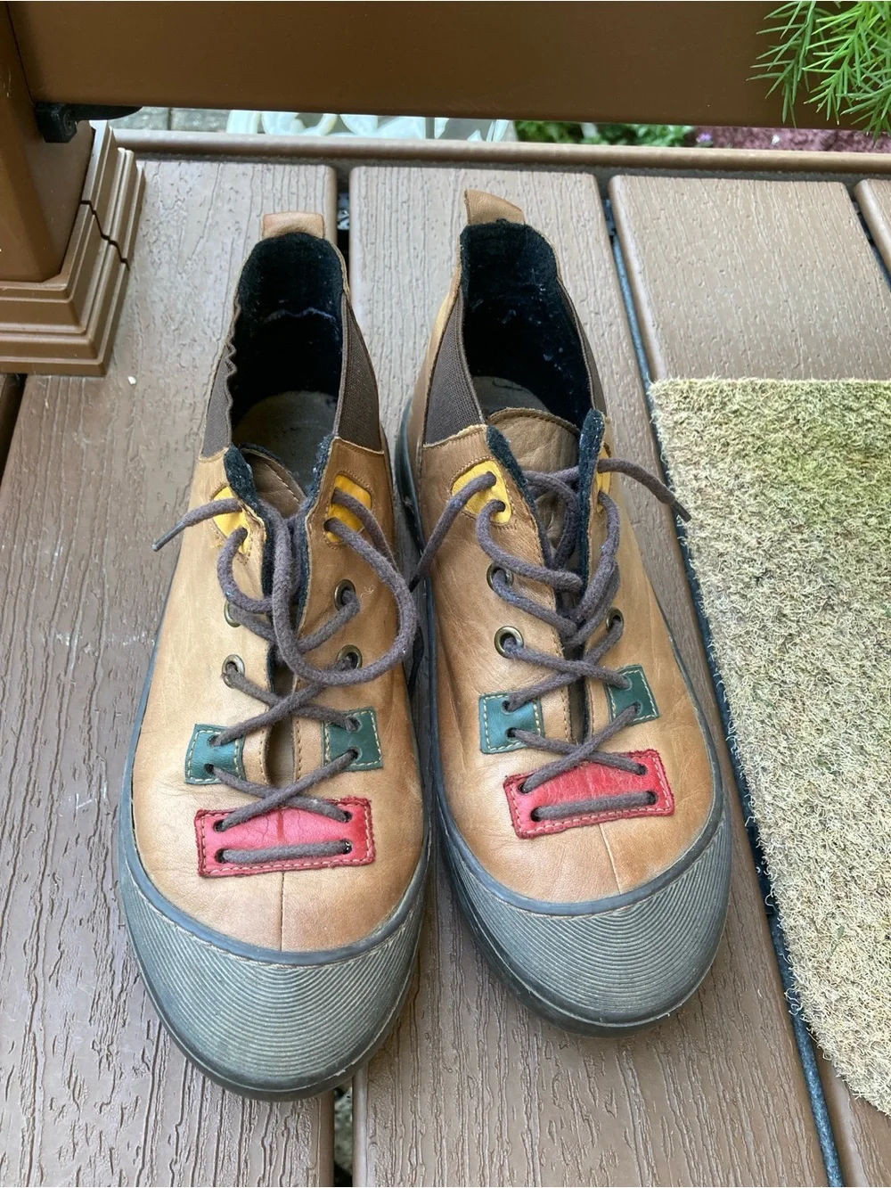 Spring Step Size 39(8.5) leather lace up ankle boots colored sections